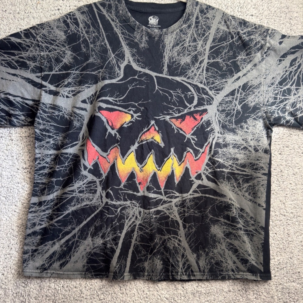 Spirit Halloween Jack O Lantern Tree Branch Graphic Tee Mens XXL Black Spooky